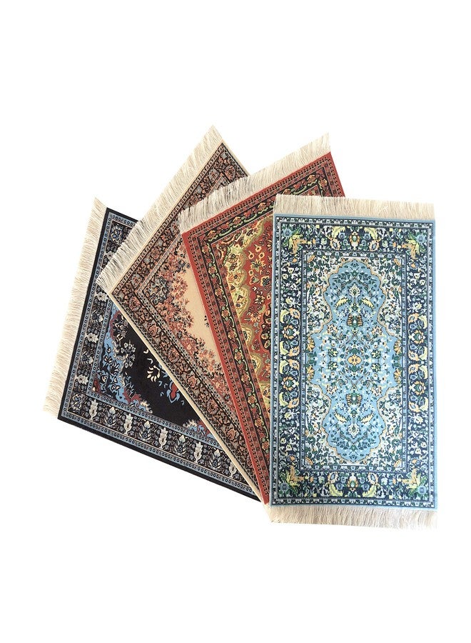 Inusitus Set of 4 Dollhouse Rugs, Miniature Doll House Accessory, 10x7 Carpets, Rectangle, Kids Toy Furniture Carpeting Decor - Image 1